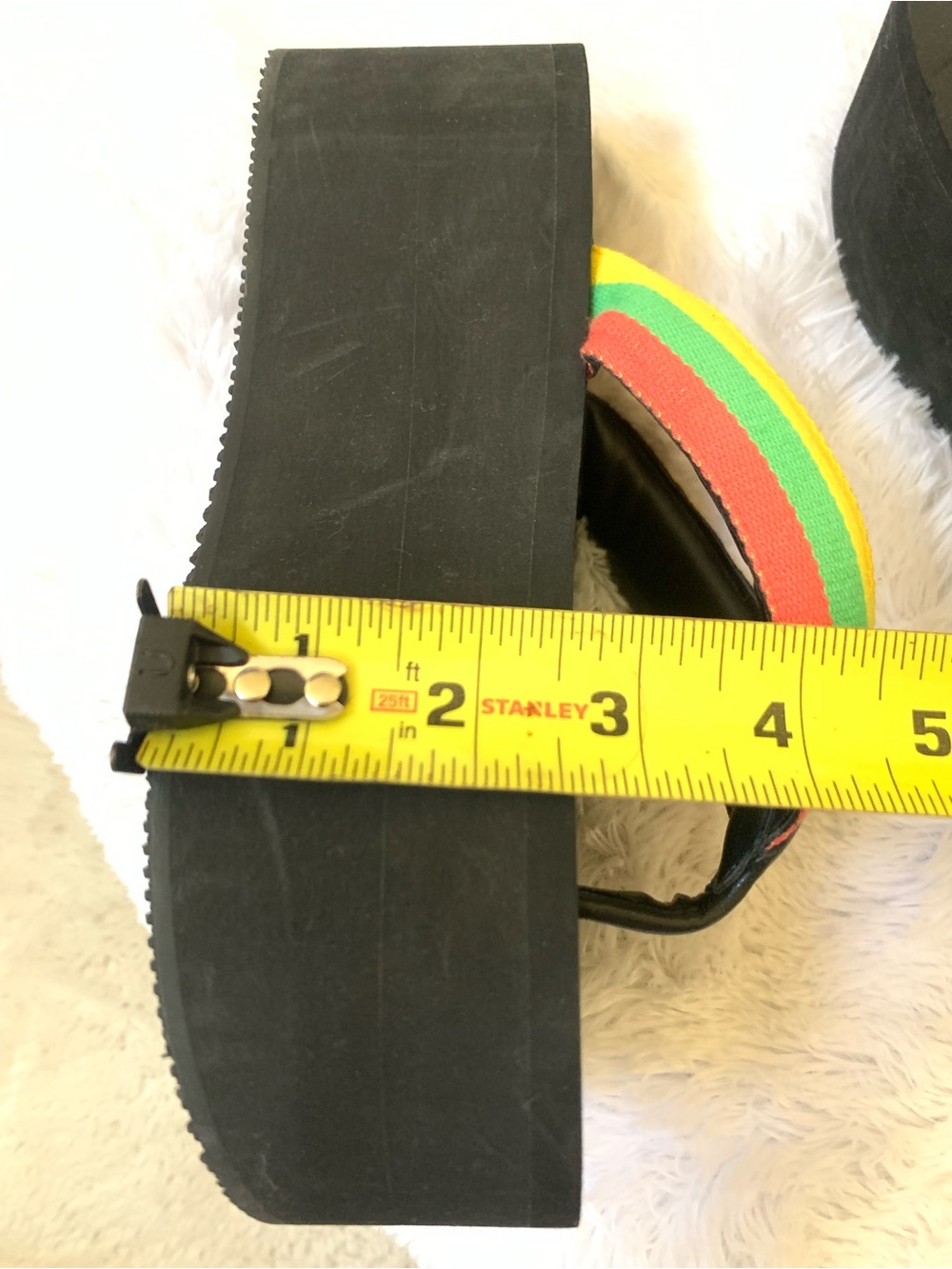 Simon Miller Black Platform Flip Flops with Yellow, Green, Red Straps - Picture 6 of 11